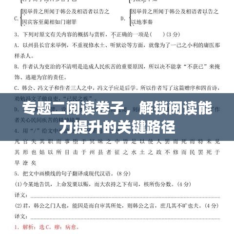专题二阅读卷子,解锁阅读能力提升的关键路径