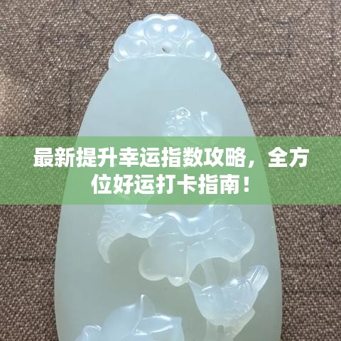 最新提升幸运指数攻略，全方位好运打卡指南！