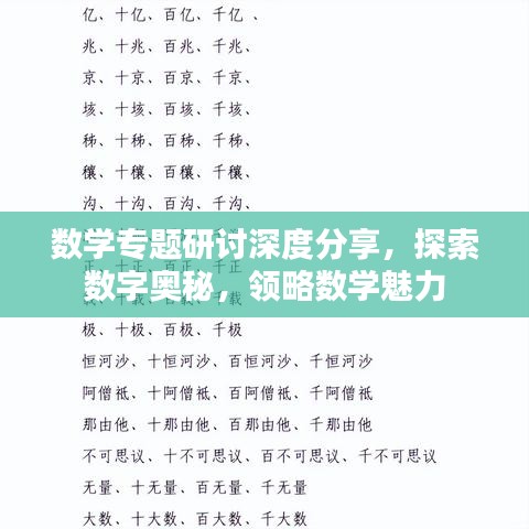 数学专题研讨深度分享,探索数字奥秘,领略数学魅力