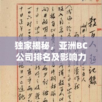 独家揭秘,亚洲BC公司排名及影响力深度剖析