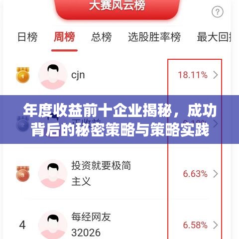 年度收益前十企业揭秘,成功背后的秘密策略与策略实践