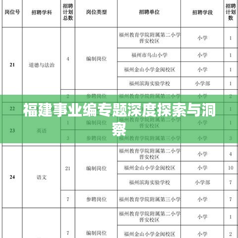 福建事业编专题深度探索与洞察