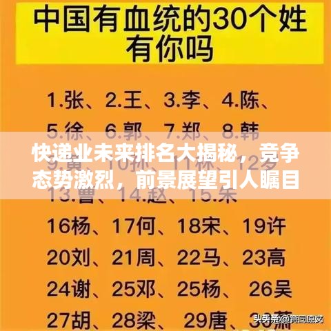 快递业未来排名大揭秘,竞争态势激烈,前景展望引人瞩目