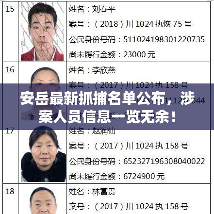 安岳最新抓捕名单公布，涉案人员信息一览无余！