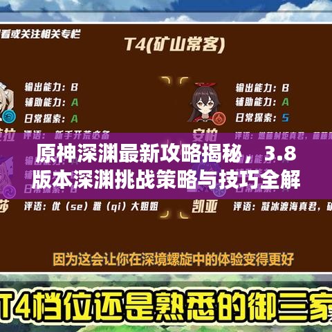 原神深渊最新攻略揭秘,3.8版本深渊挑战策略与技巧全解析