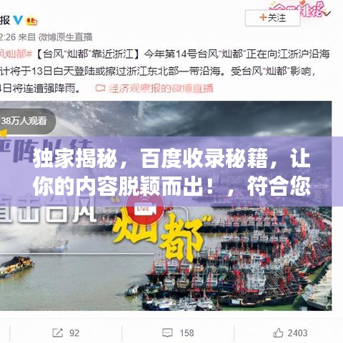 独家揭秘,百度收录秘籍,让你的内容脱颖而出!,符合您要求的字数范围,旨在吸引读者点击,同时突出了百度收录的要素。希望符合您的需求!