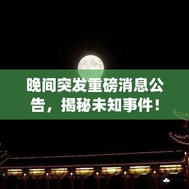 晚间突发重磅消息公告，揭秘未知事件！